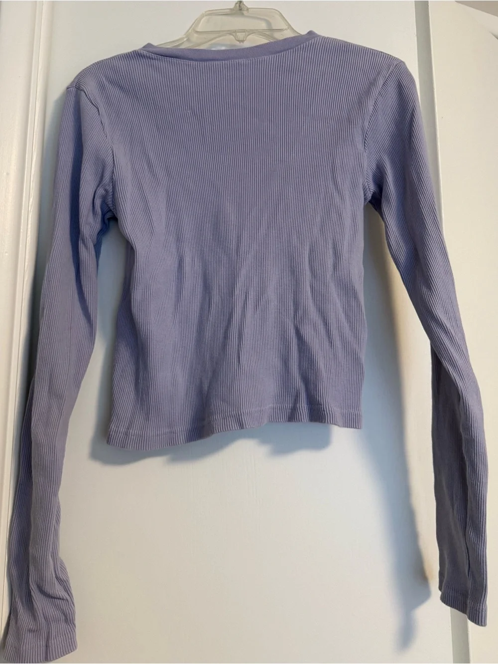 Brandy Melville Long Sleeve Ribbed Crew Neck Top - Lavender - Picture 2 of 2